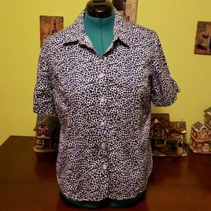 George Blue & White Dotted Blouse